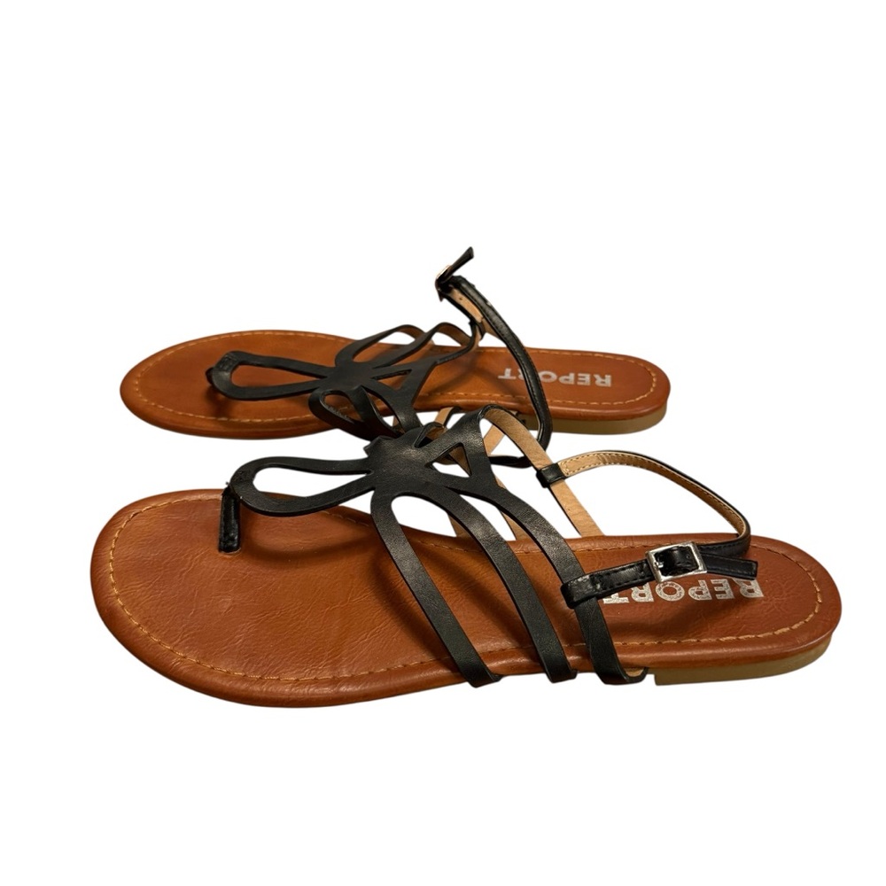 Report Women’s Black Strappy Women’s Sandals with Tan Footbed - Picture 4 of 6